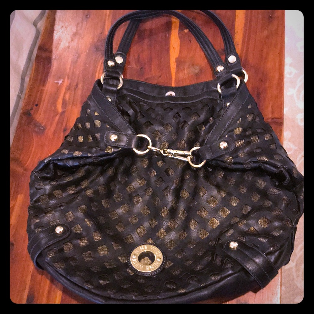 Black and gold tote back